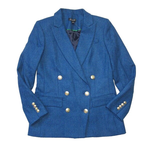 NWT J.Crew Brynn Blazer in Aqua Blue Herringbone English Wool Jacket 12 - Picture 1 of 7